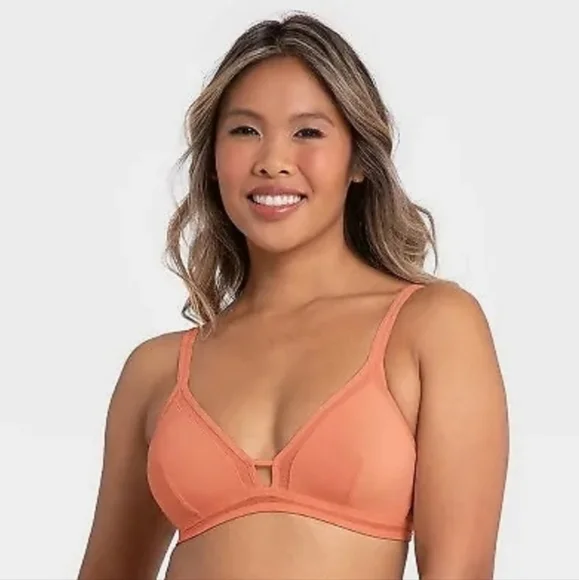 LIVELY Bra Womens M Orange Mesh Trim Bralette Terracotta NEW - Picture 2 of 8
